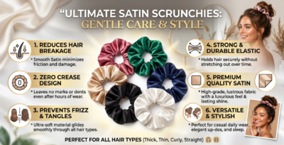 Our crunchy hair band is made from high-quality fabric, ensuring durability and long-lasting use. They are soft, comfortable to wear, gentle on your hair, and easy to maintain. Simply hand wash or machine wash on a gentle cycle to keep them looking fresh and beautiful.