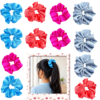 containing 12 satin scrunchies in various colors, designed for women's hair styling,ideal for women's hair accessories.