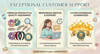 dedicated to providing quality hair accessories and unmatched service. Our goal is to ensure a five-star experience for every customer