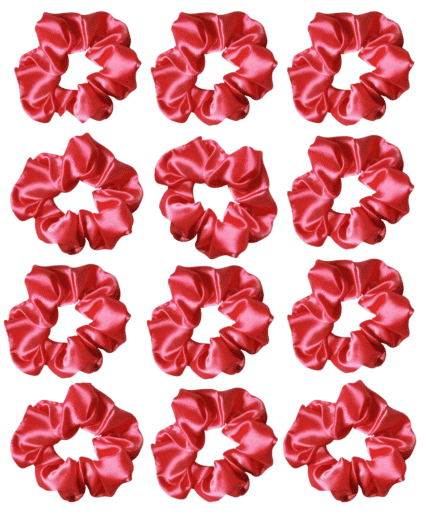 Pack of 12 Classic Scrunchies Set | Hair Bands for Women Stylish | Hair Care Gift items for Women | Suitable for All Hair Types |Fabric-Satin Silk| Color-Gerorchina Peach Pink