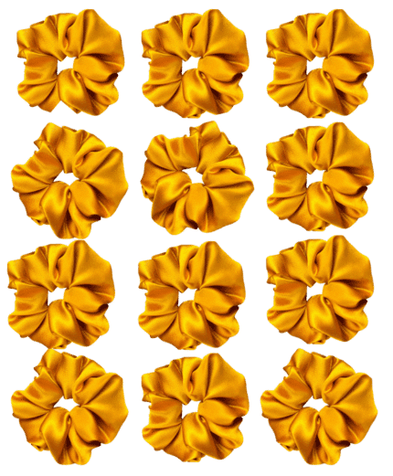 Pack of 12 Classic Scrunchies Set | Hair Bands for Women Stylish | Hair Care Gift items for Women | Suitable for All Hair Types |Fabric-Satin Silk| Color-Harvest Gold