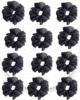 Pack of 12 Classic Scrunchies Set | Hair Bands for Women Stylish | Hair Care Gift items for Women | Suitable for All Hair Types |Fabric-Satin Silk| Color-Black