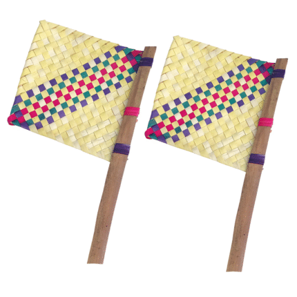 Palm Leaf Hand Fan Traditional Design-Handmade-Natural cooling relief on warm days-Pack of 2