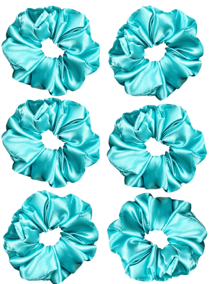 Pack of 6-Luxury Scrunchies for Women-Girls-Teenage|Hair Bands for Woman Stylish | Hair Care Gift items|Suitable for All Hair Types |Fabric-Satin Silk| Size:Large | Color-Light Blue Green