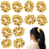 containing 12 satin scrunchies in various colors, designed for women's hair styling,ideal for women's hair accessories.